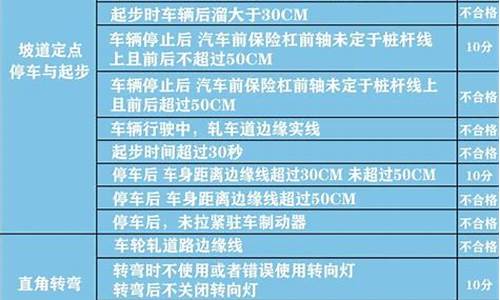 科二考试扣分标准_科二考试扣分标准表